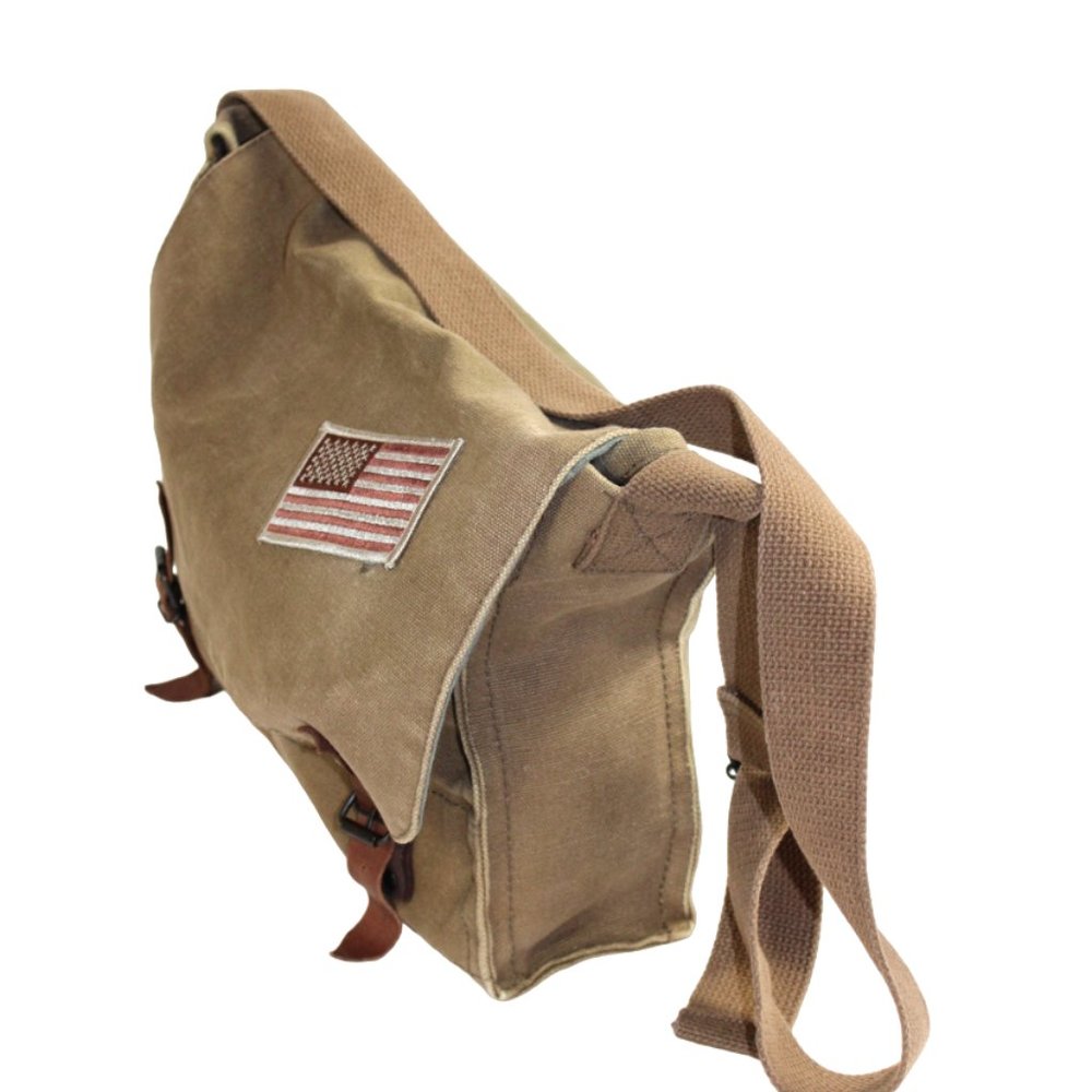 Rothco Desert Drab Heavyweight Canvas Leather Accent Cross Body Messenge… - Picture 5 of 11